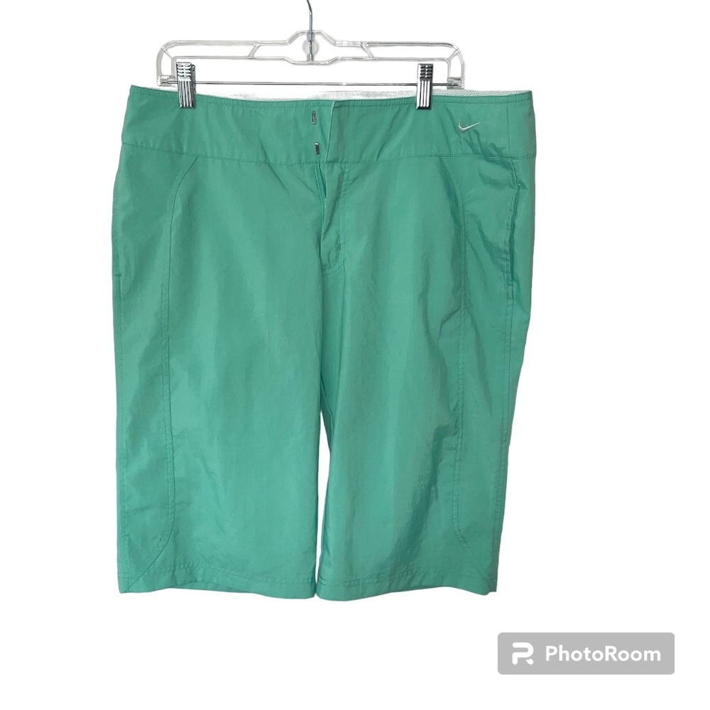 Nike Bermuda Teal Green Drawstring Waist Lightweight Active Women's Short Sz L